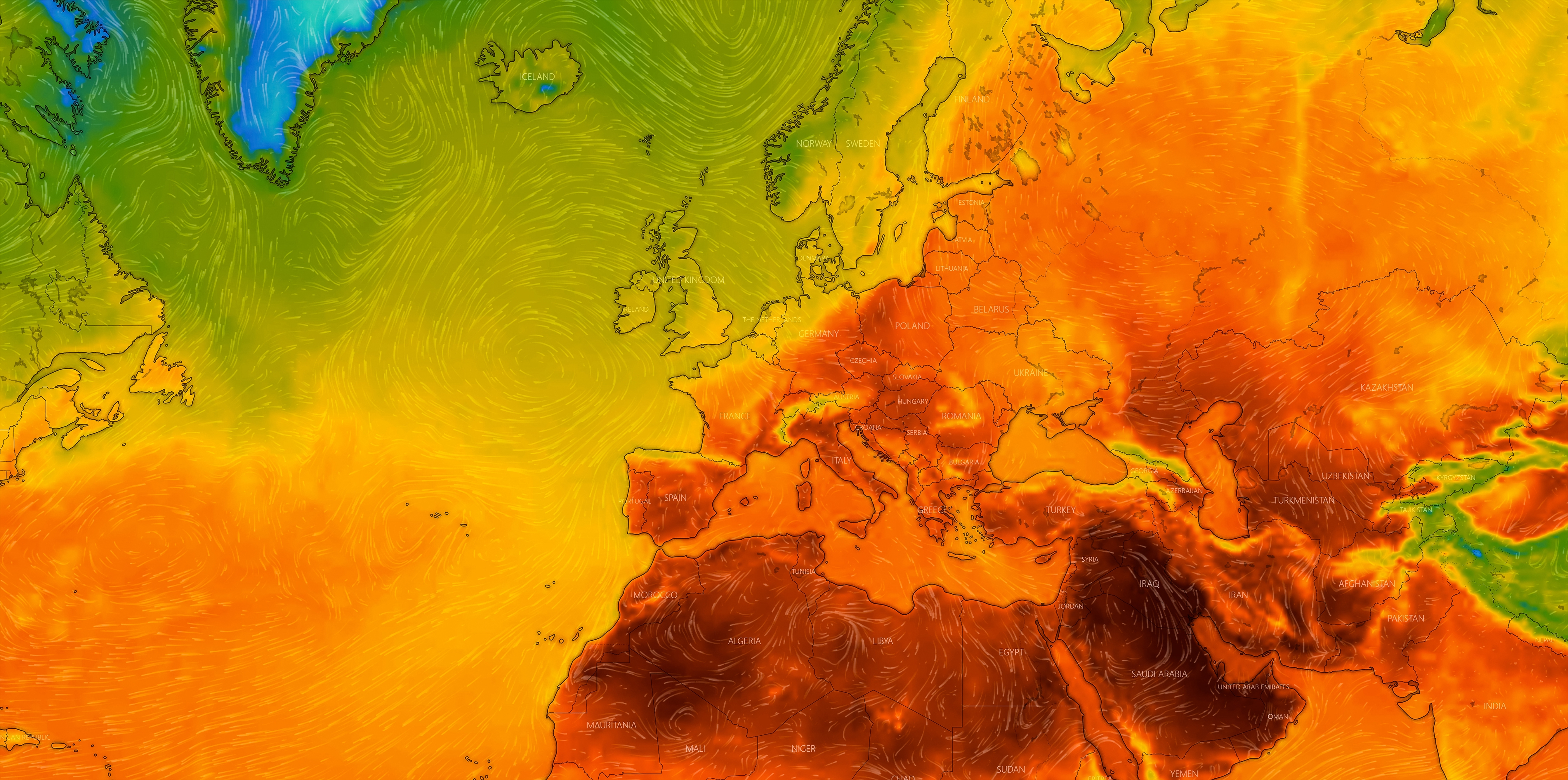 Image shows map of europe with heatwave