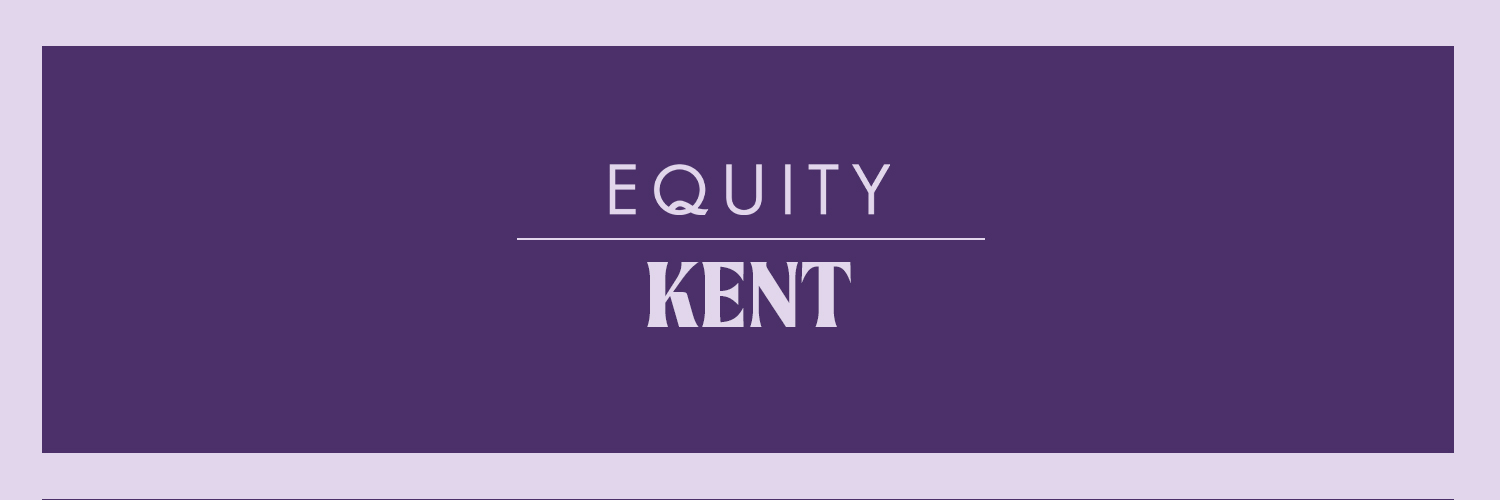 Lilac text against a purple backdrop reads "Equity - Kent"