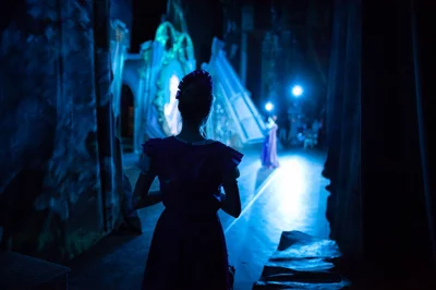 Actor standing in the wings waiting to go on stage