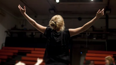 Actors onstage during audition