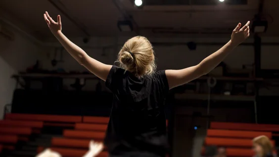 Actors onstage during audition