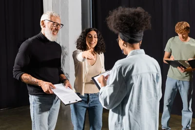 Group of actors with scripts