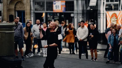 Fire Juggling on street in Edinburgh