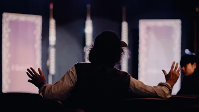 Comedian onstage