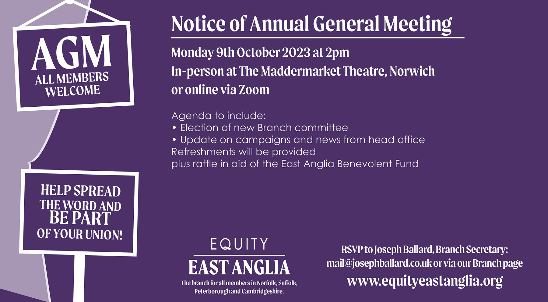 Equity AGM notice for 9th October 2023