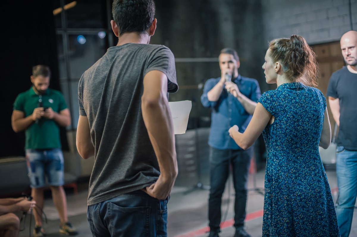 Group  of men and women at audition 