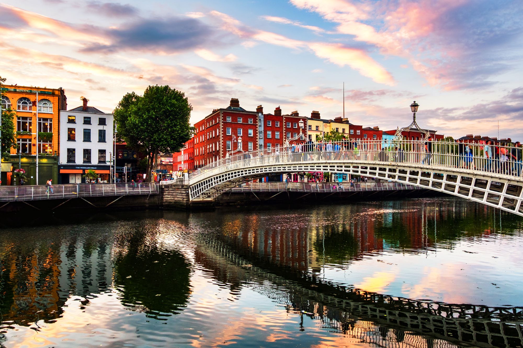 Photo shows Ha'penny Bridge in Dublin