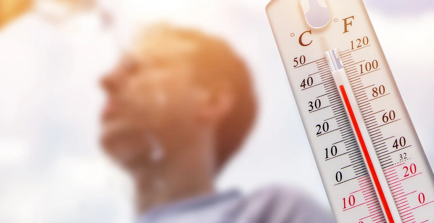 Thermometer showing a high temperature