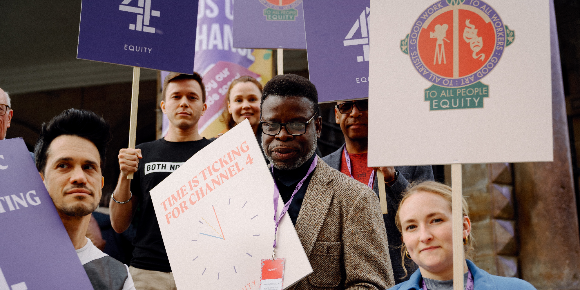 Members at Channel 4 rally