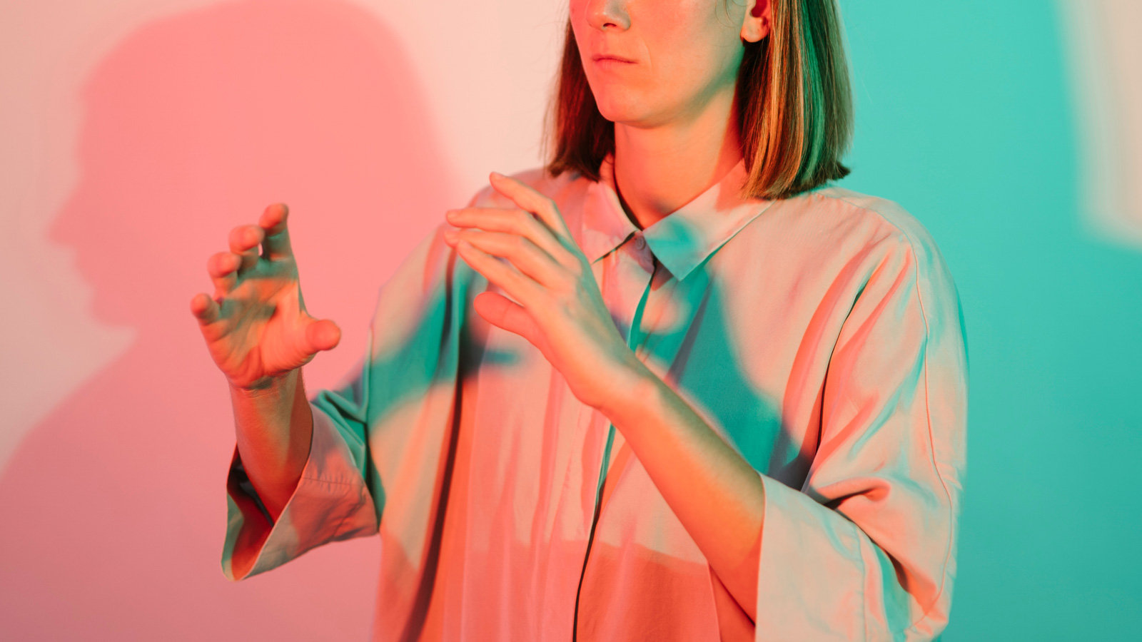 Woman Using Sign Language
