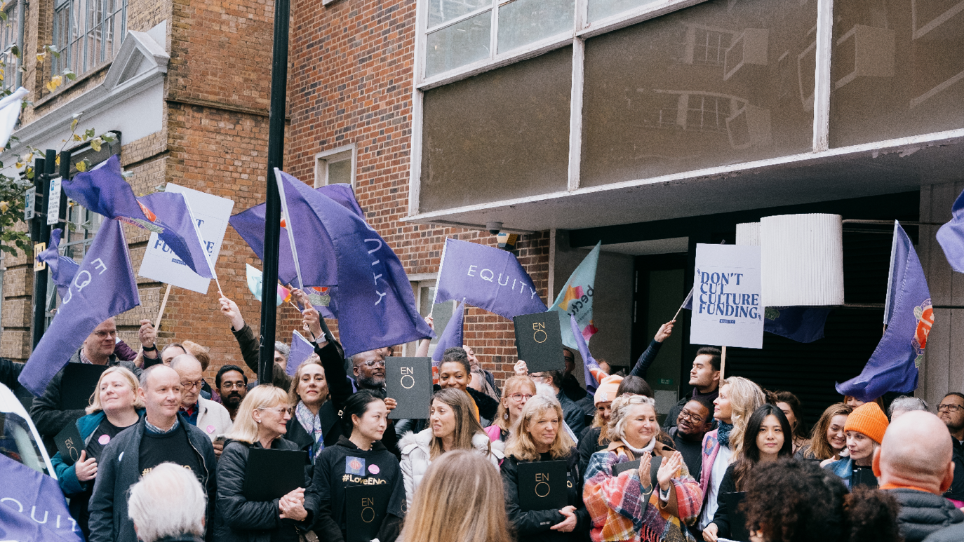 Decorative image: Rally with Equity members outside the ENO